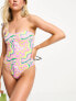 Фото #1 товара Vero Moda tie one shoulder swimsuit in pink swirl print