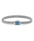 Фото #1 товара Swiss Blue Topaz & Dragon Bone Oval 5mm Chain Bracelet in Sterling Silver