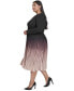 ფოტო #3 პროდუქტის Plus Size Ombré Belted Pleated-Skirt Long-Sleeve Dress