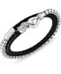 ფოტო #1 პროდუქტის Black Leather Double Wrap Bracelet in Stainless Steel (also in Brown Leather), Created for Macy's