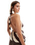 Фото #2 товара ASOS DESIGN satin halter tie front top in stripe