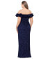 ფოტო #2 პროდუქტის Plus Size Off-The-Shoulder Jacquard Gown