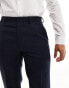 ASOS DESIGN wedding slim wool mix suit trouser in navy basketweave texture