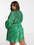 ASOS DESIGN Curve embellishment mini dress with blouson sleeve in green