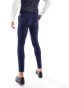 Фото #10 товара ASOS DESIGN wedding super skinny suit trouser in navy microtexture