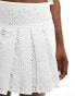 ASOS DESIGN pleated mini skirt in white broderie - WHITE