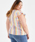 Фото #4 товара Plus Size Flutter-Sleeve V-Neck Top, Created for Macy's