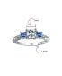 ფოტო #4 პროდუქტის 3CTW Antique Milgrain Simulated Blue Sapphire Three Stone Princess Solitaire AAA CZ Anniversary Engagement or Wedding Ring Set .925 Sterling Silver