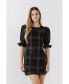 Women's Check Print Linen Dress