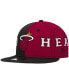 Men's Black, Red Miami Heat Team Split 9FIFTY Snapback Hat