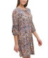 Printed Tie-Neck Shift Dress