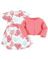 ფოტო #1 პროდუქტის Baby Girls Organic Cotton Dress and Cardigan, Coral Reef