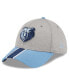 ფოტო #1 პროდუქტის Men's Gray, Light Blue Memphis Grizzlies Striped 39THIRTY Flex Hat