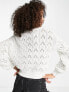 Only crew neck pointelle jumper in white