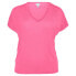 VERO MODA CURVE Aya short sleeve v neck T-shirt Pink Cosmos, M - фото #2