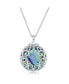 Фото #1 товара Sterling Silver Designed Round Abalone Pendant Necklace