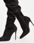 Truffle Collection Wide Fit over the knee stilletto sock boots in black