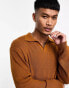 Фото #2 товара ASOS DESIGN lightweight oversized rib jumper with notch neck in brown