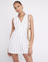 Фото #1 товара River Island button down playsuit in cream stripe