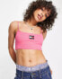 Фото #1 товара Tommy Jeans logo cropped rib cami top in pink