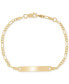 ფოტო #1 პროდუქტის Children's Polished ID Plate Figaro Link Chain Bracelet in 14k Gold