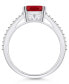 ფოტო #3 პროდუქტის Garnet and Diamond Accent Ring in 14K White Gold