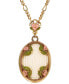 ფოტო #2 პროდუქტის Imitation Pearl Pink Enamel Flower Long Pendant Necklace