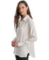 ფოტო #4 პროდუქტის Petite Buttoned-Cuff Fold-Collar Blouse