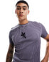 ASOS DESIGN muscle fit t-shirt in grey washed rib with cross chest embroidery grau, L - Chest 42 - фото #1