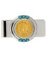 ფოტო #1 პროდუქტის Men's Gold-Layered 1800's Indian Penny Turquoise Coin Money Clip