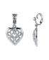 Silver Tone Filigree Heart Clip Drop Earrings