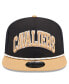 Фото #3 товара Men's Black/Tan Cleveland Cavaliers Throwback Team Arch Golfer Snapback Hat