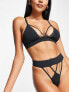 Cosmogonie Exclusive high waist cutout strappy thong with chain detail in black