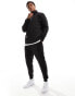 Фото #1 товара DTT half zip sweatshirt & jogger tracksuit set in black