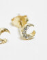 Kingsley Ryan gem crescent moon stud earrings in gold plated Золотистый - фото #3