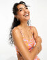 Kulani Kinis x Hannah Meloche & Ava Jules adjustable strap swimsuit in orange ditzy floral print