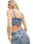 Фото #3 товара Tommy Jeans denim bustier top in mid wash