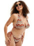 South Beach Curve embroidered tie side bikini bottom in rust