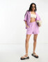 Lindex beach high waist cheesecloth textured short co-ord in lilac