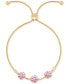 ფოტო #1 პროდუქტის Amethyst (7/8 ct. t.w.) & Lab-Grown White Sapphire (1/20 ct. t.w.) Triple Flower Bolo Bracelet (Also in Garnet & Lab-Grown Pink Sapphire)