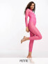 Фото #1 товара Collective the Label Petite exclusive fitted stretch lace jumpsuit in bright pink