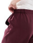 ASOS DESIGN Curve relaxed wide leg tailored trouser in burgundy