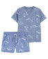 Фото #1 товара Baby 2-Piece Shark Tee & Pull-On French Terry Shorts Set 12M