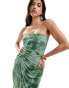 ASOS DESIGN bandeau maxi dress with twist mesh bodice in green floral Grün geblümt, 32 - фото #2