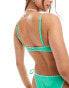 Фото #3 товара Cotton On balconette bra bikini top in green contrast stitch