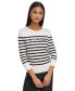 Фото #3 товара Women's Embellished Striped 3/4-Sleeve Sweater