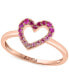 ფოტო #1 პროდუქტის EFFY® Pink Sapphire (1/6 ct. t.w) & Ruby (1/20 ct. t.w.) Ombré Open Heart Ring in 14k Rose Gold