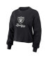 Women's Black Distressed Las Vegas Raiders Waffle Knit Long Sleeve T-shirt and Shorts Lounge Set