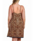 Фото #2 товара Chiya Plus Size Leopard Chemise with Lace Trim and Front Lace Slit