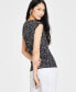 Фото #2 товара Women's V-Neck Ruched-Shoulder Top, Created for Macy's
